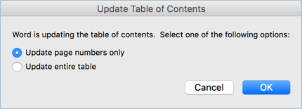 Microsoft Word Mac Update Table Of Contents